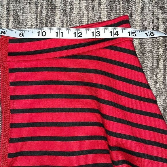 Olsenboye Womens Size Large Striped Skater Skirt Red Zip Up Asymmetrical Striped - Picture 4 of 6